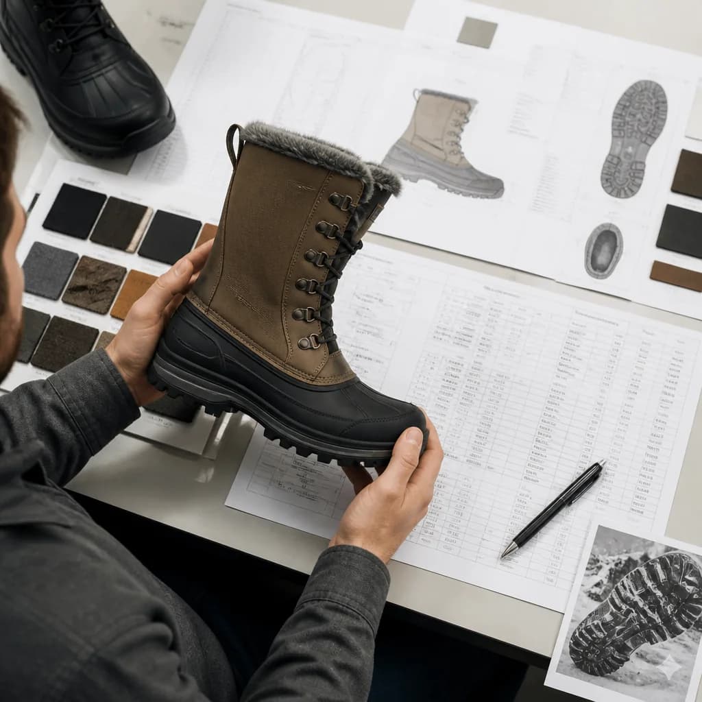 Authority map for a private label snow boot reference sample