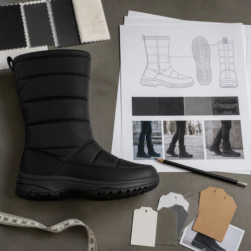 Preparing a wholesale winter boots fit reference brief